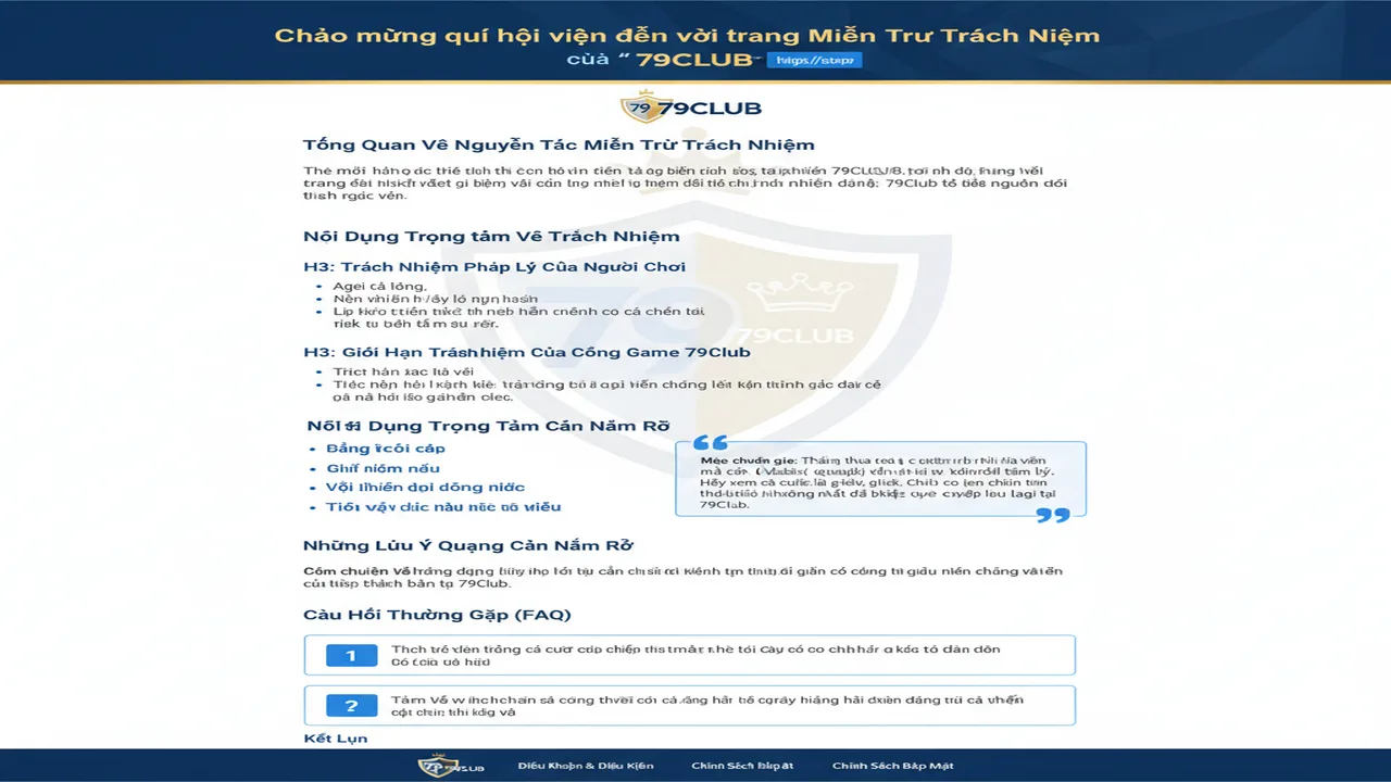 Miễn Trừ Trách Nhiệm 79Club